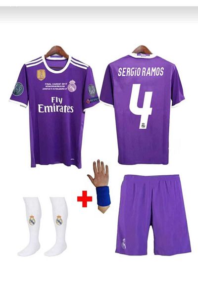 After Party R.Madridd 2017 Cardiff Champions League Sergio Ramos Kids Jersey 4S (Coat of Arms Set) Ag