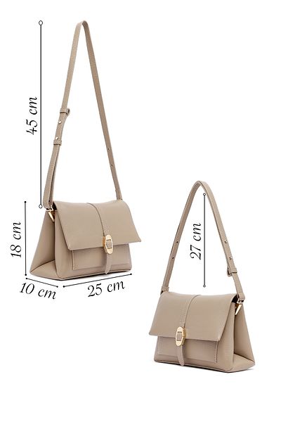 Derimod Women's Mink Long Strap Leather Crossbody Bag 25Sbd2351Ft
