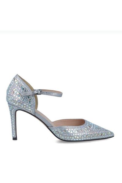 MENBUR Silver Stiletto Evening Shoes With Crystals, High Heels