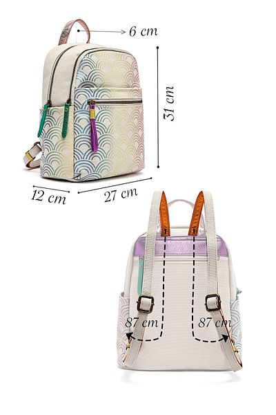 Derimod Women's Beige Hologram Patterned Backpack 25Sbd25526F