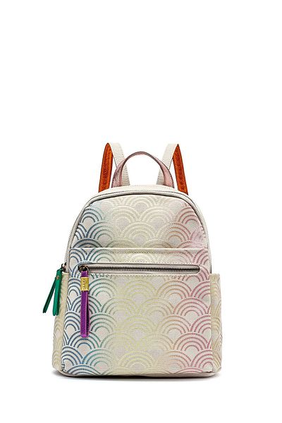Derimod Women's Beige Hologram Patterned Backpack 25Sbd25526F