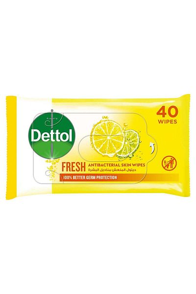 Dettol Antibacterial Skin Wipes, Pack of 40 Wipes