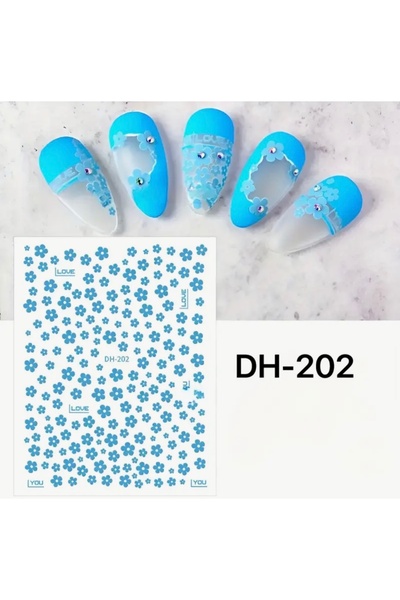 AEÇTASARIM Mini Mavi Çiçekler Tırnak Süsleme Stickerı, Nail Art Süslemeleri