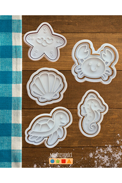 Montessori مجموعة قوالب وطوابع كوكيز مخلوقات البحر - 10 قطع من عجينة السكر والطين البوليمر المتوافقة مع موضوع الصيف