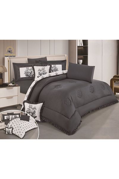 Red Rose Double-Sided Puffy Remy Microfiber Comforter - 8 pieces
