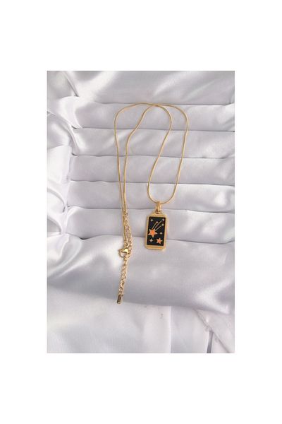 Skygo 316L Steel Gold Color Black Enamel Star Figure Tarot Pendant - Tj-Bko9028