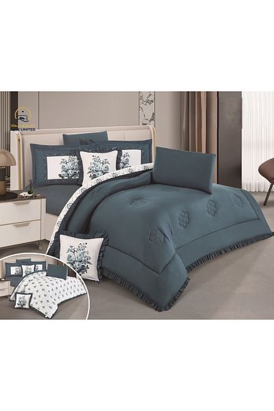 Red Rose Double-Sided Puffy Remy Microfiber Comforter - 8 pieces