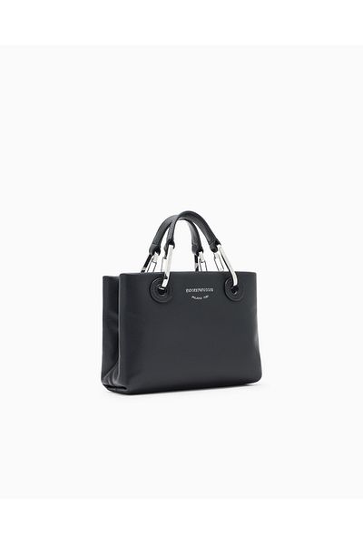 Emporio Armani Women's Leather Wide Interior Compartment Short and Long Hand Holding Black Shoulder Bag Ew000382 Af18673-Uc001