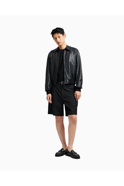 Emporio Armani Men's Pure Cotton Content Logo Embossed Round Neck Long Sleeve Regular Fit Black Sweatshirt 8N1T