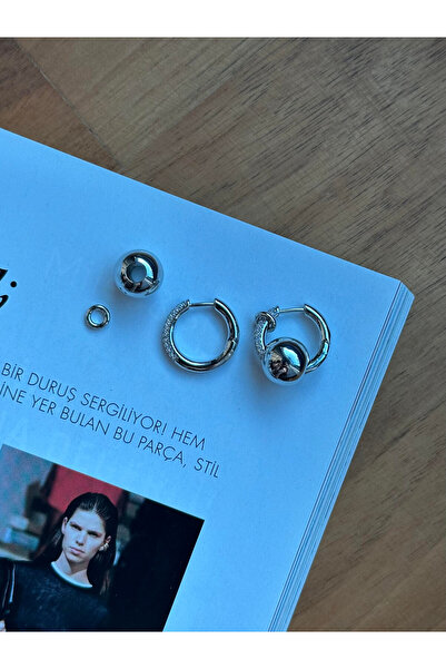 Serenity Atelier Yeni Sezon Silver Top Detaylı Küçük Halka Küpe (2 cm)