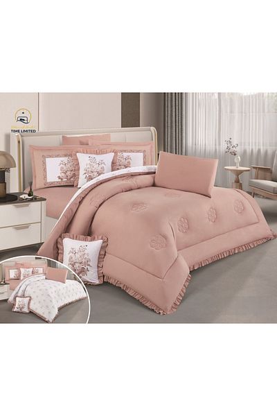 Red Rose Double-Sided Puffy Remy Microfiber Comforter - 8 pieces