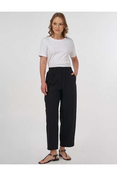 Kayra Relaxed Fit Viscose Trousers Black