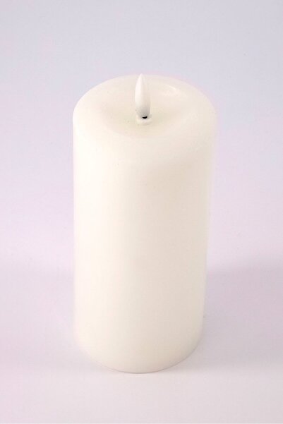 Muy Mucho شمعة LED ذات لهب سميك، بيضاء