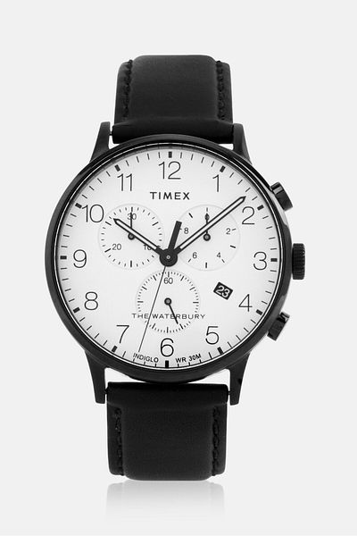 Timex Men TW2R72300 Leather Strap Round Watch, Black