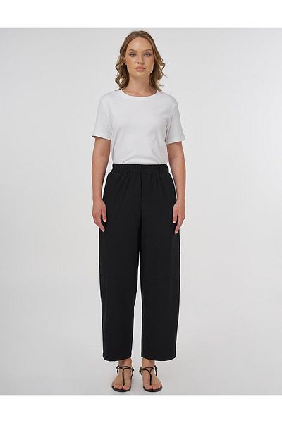 Kayra Relaxed Fit Viscose Trousers Black