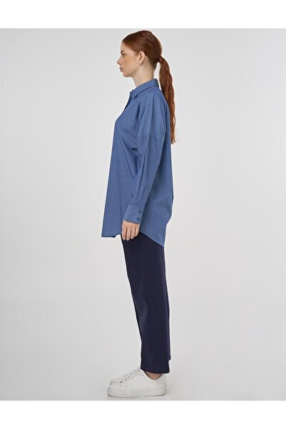 Kayra %100 Pamuklu Düşük Omuz Tunik İndigo