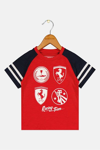 Scuderia Ferrari Toddlers Boy Short Sleeve Graphic Print Outdoor T-shirt, Multicolor