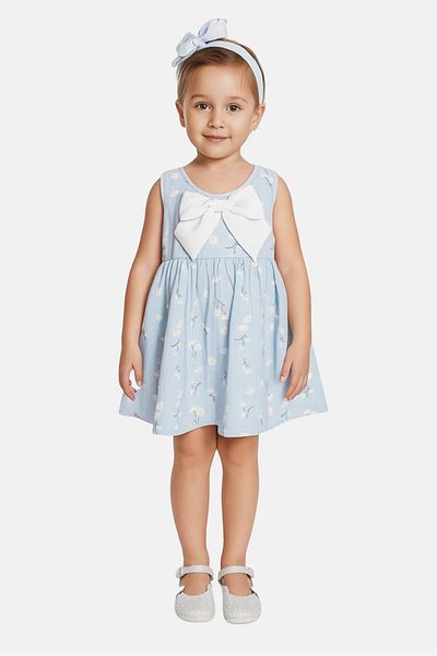Quiltex Toddlers Girl 3 Pieces Floral Print Sleeveless Dress, Multicolor
