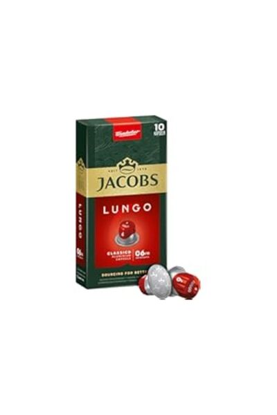 JACOBS - Lungo 6 Classico - Orta Yoğunluk - Hafif ve Kadifemsi - Espresso Kapsülleri - 10 alüminyum