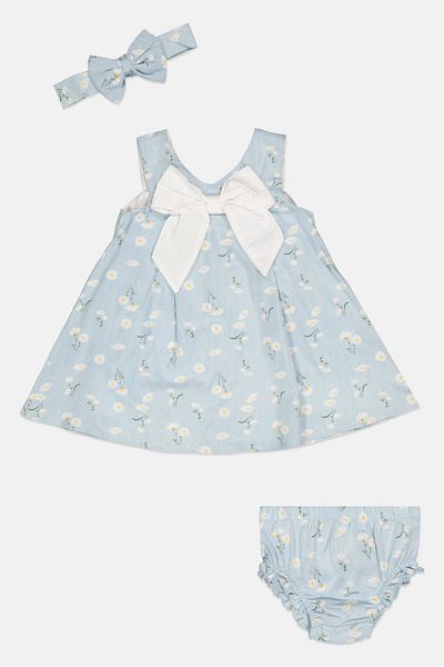 Quiltex Toddlers Girl 3 Pieces Floral Print Sleeveless Dress, Multicolor
