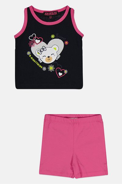 Guru 99 Toddlers Girl 2 Pieces Graphic Print Top And Short Set, Multicolor