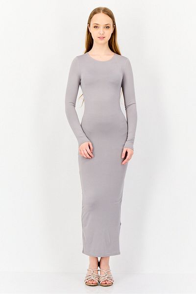 Don't Call Me Jennyfer Women Plain Maxi Dress, Middle Grey