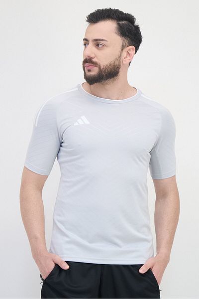 adidas Men Sportswear Fit Short Sleeve Football T-Shirts, Grey