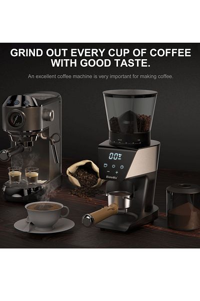 BioloMix 12-Cups Electric Coffee Grinder with 30 Gears Precise Settin, LCD Screen for Turkish/Mocha/Drip