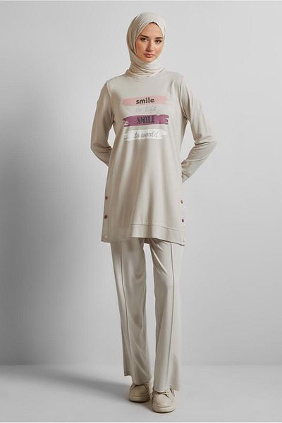 Alvina Text Printed Tracksuit Tunic 45603