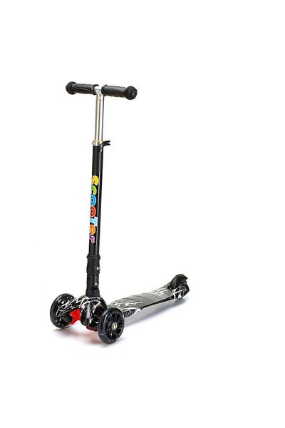 OEM Foldable Children's Scooter, 3 Lighted Wheels, Graffiti, 2-5 Years, Black