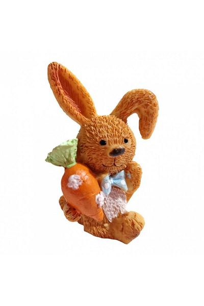 OEM Ornament resin, rabbit with carrot, 6.5 cm