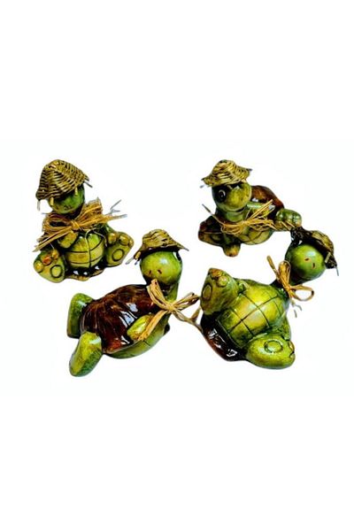 OEM Set 4 resin ornaments, garden decoration, terrace, lawn, turtle, 8 cm