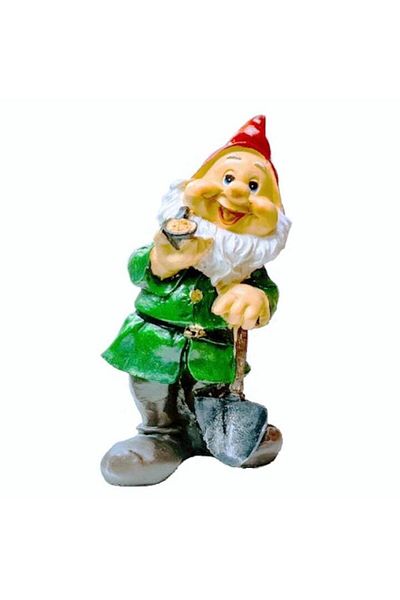 OEM Ornament Din Rasina Pictat Manual, Decoratiune Pentru Gradina, Terasa, Gazon, Pitic cu pipa,35 cm