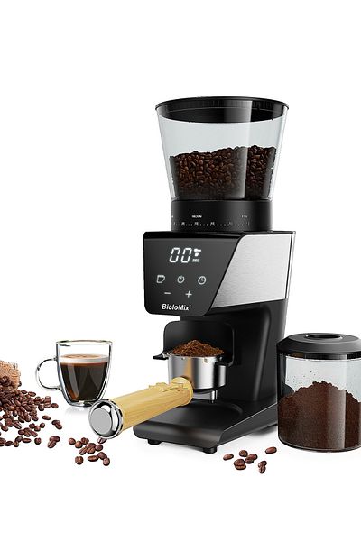 BioloMix 12-Cups Electric Coffee Grinder with 30 Gears Precise Settin, LCD Screen for Turkish/Mocha/Drip