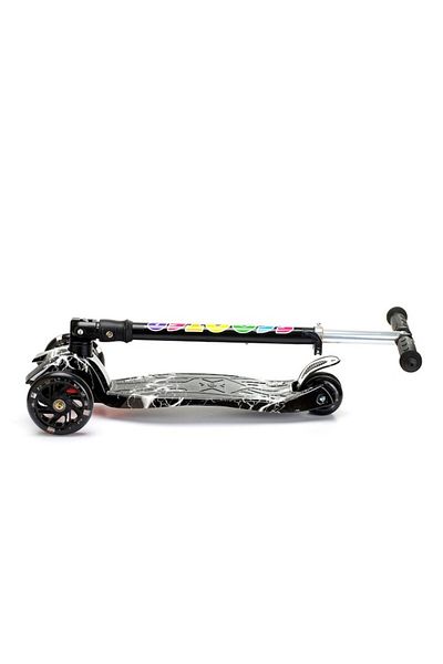 OEM Foldable Scooter for Kids, 4 Luminous Wheels, Graffiti, 5-10 Years, Black