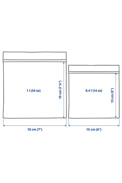 IKEA Resealable bag, patterned/blue, 1/0.4 l 60 Pack
