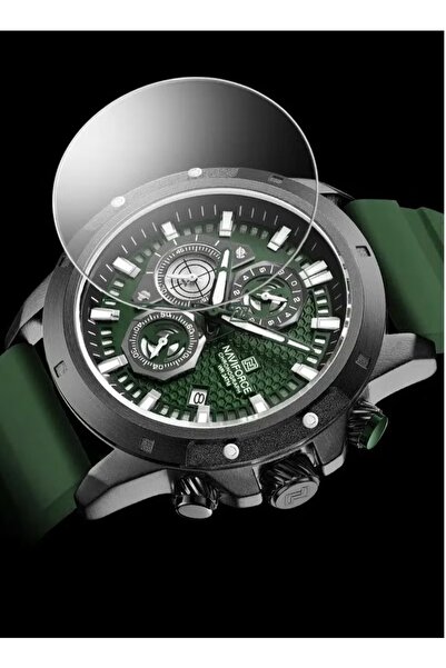 Naviforce Men's Chronograph Sport Watch – Green Dial Waterproof Analog-Digital Luminous Hands Silicone Strap