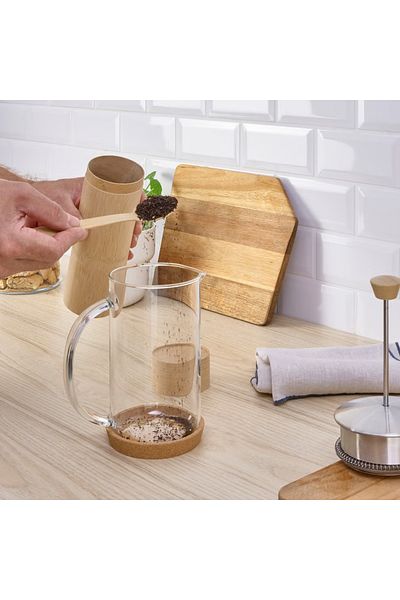 IKEA Coffee/tea tin, with spoon bamboo veneer, 22 cm