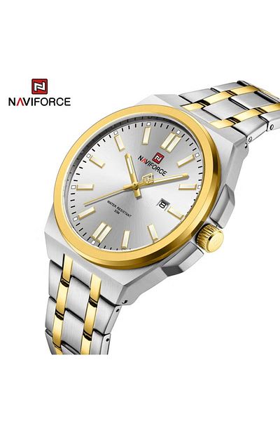 Naviforce Stainless Steel Analog Watch with Date Display