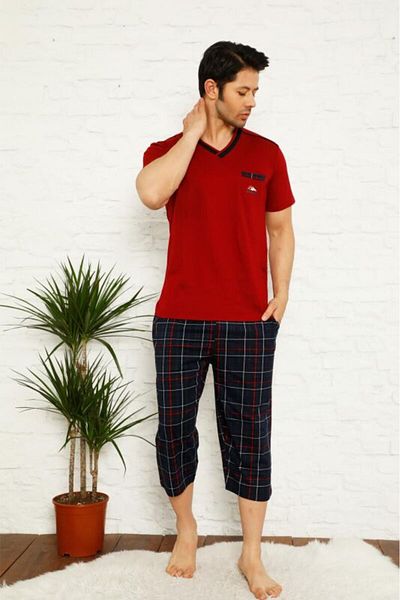 monox Men's Checkered Print Bermuda Pajama Set