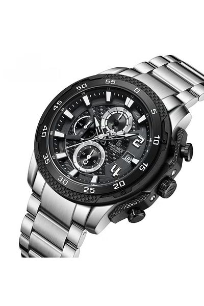 Naviforce Chronograph Sports Watch with Multi Function Display Stainless Steel Strap Water Resistant