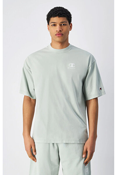 Champion Icons Plush Wash Crewneck T-Shirt Yeşil Erkek Tişört-221257-GS129