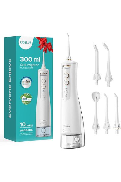 COSLUS Water Flosser for Teeth, Braces, Gums Care - Advanced 10 Pressure Settings for Multiple Users