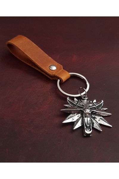 BSN Store Wolf Figure Genuine Leather Keychain Gift Keychain