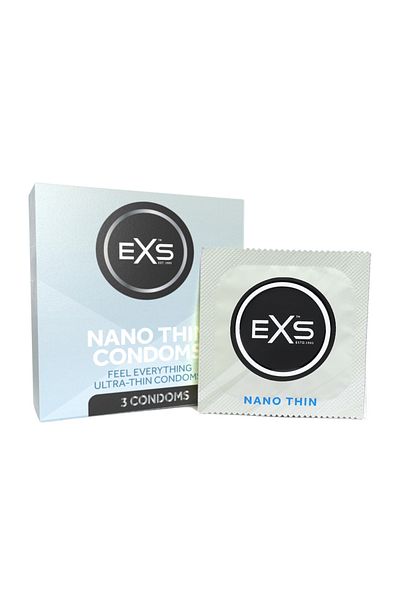 Nexs Ultra-thin latex condoms, EXS Nano Thin, 3 pieces