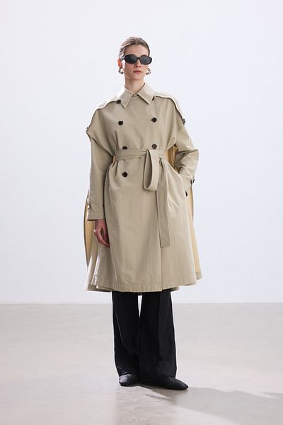 BE BLUE Stone Long Coat Trench Coat