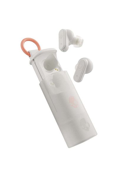Skullcandy سماعات أذن لاسلكية Dime Evo، لون عظمي/برتقالي متوهج
