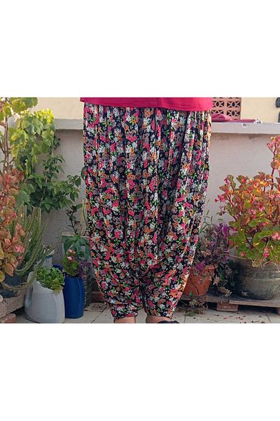 MEŞHUR ŞALVARCI PELİN Mother's Baggy Παντελόνι με μοτίβο με τσέπες και ελαστική μέση