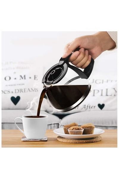 DLC Coffee Maker Carafe – 1.2 L Replacement Jug, Black, 2‑Year Warranty