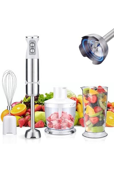 Inkbird Hand Blender 4-in-1 Stainless Steel Stem with Chopper and Whisk, 6-Speed Immersion Stick Ble